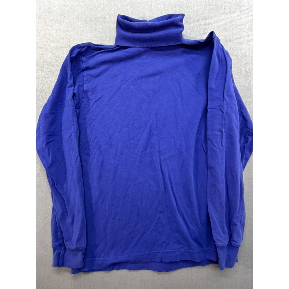 Vintage LL Bean Women Turtleneck Long Sleeve shirt Blue Small Cotton Spandex
